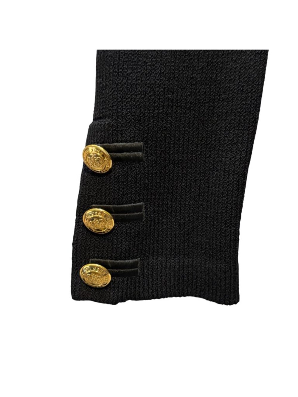 Vintage St John Knit Blazer Size 2 Black Gold Crested Buttons Old Money Nautical - Picture 4 of 14